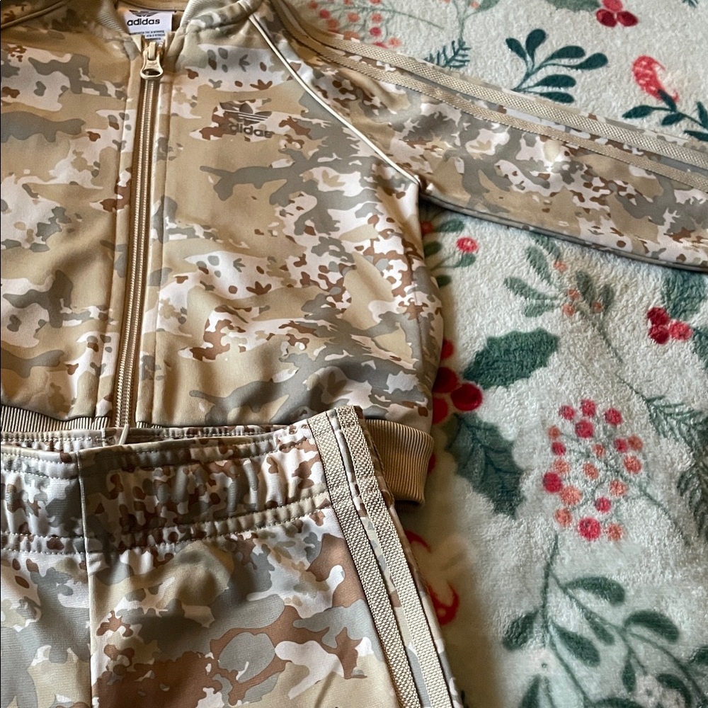 adidas Kids' Tan Camouflage Jogger Set